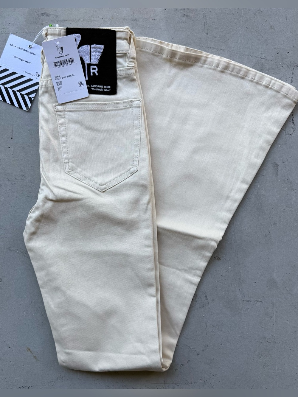 SR vs Sandrine Rose Womens 24 Ivory Bell Bottom Flare Jeans NWT